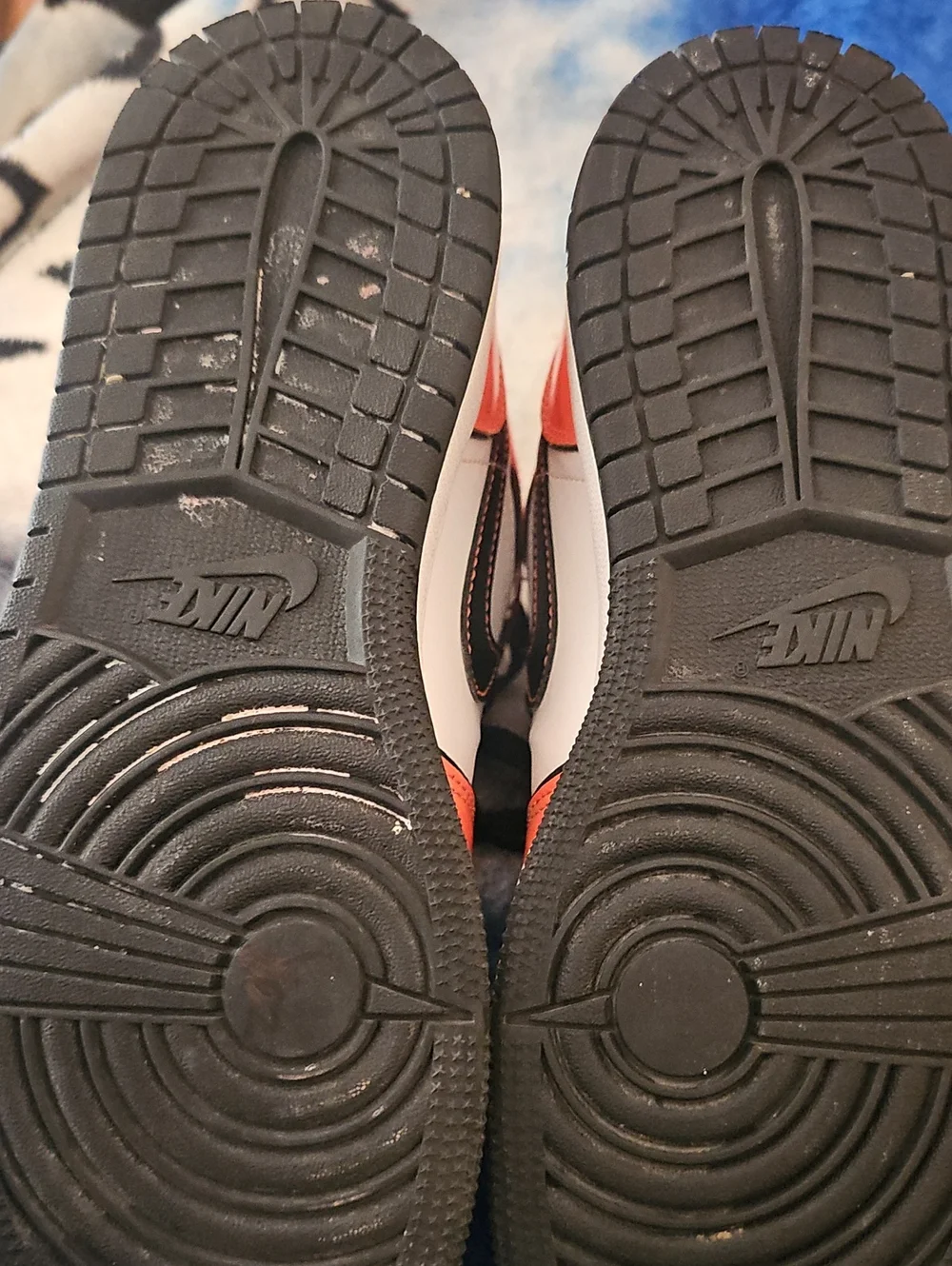 Nike Air Jordans Kids Orange and White High-Top Sneakers